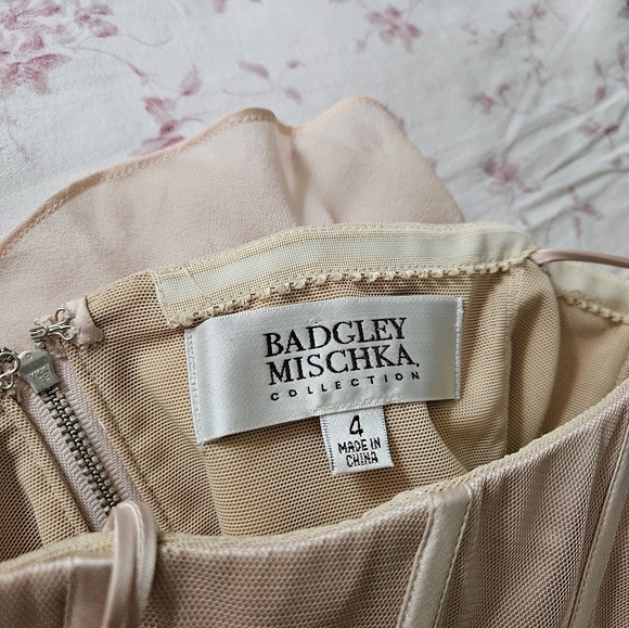 Y2K Badgley Mischka Silk Coquette Dress Gown with Corset Boning - Picture 4 of 5